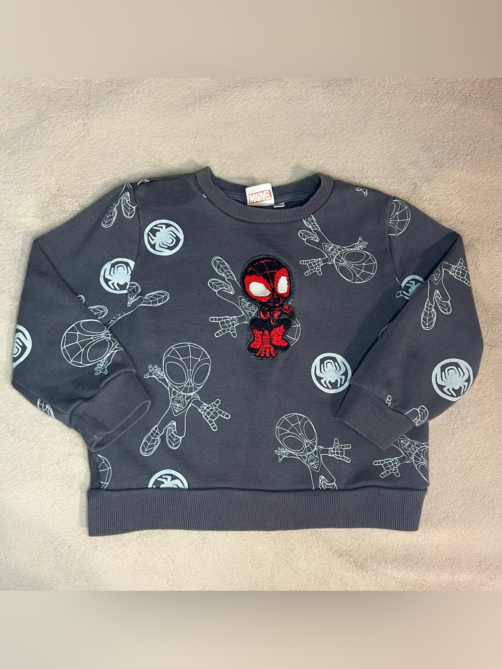 Marvel Kids Gray Spider-Man Sweatshirt with Red Patch